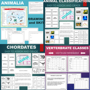 Preview of ANIMALS VERTEBRATES and INVERTEBRATES - Animalia Phyla Traits BUNDLE