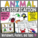 Animal Classification Sorting Worksheets Task Cards and Ce