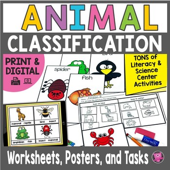 Preview of Animal Classification Sort - Animal Habitats Classification Worksheets & Center