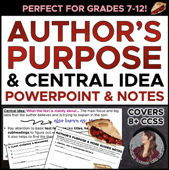 Preview of Author's Purpose, Central Idea, C.E.R. & More POWERPOINT (20+ ANIMATED Slides!)