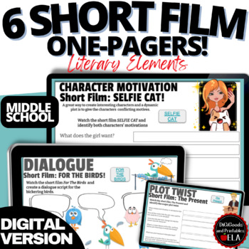 Preview of ANIMATED PIXAR SHORT FILMS ONE PAGERS FOR LITERARY DEVICES ELEMENTS & TECHNIQUES