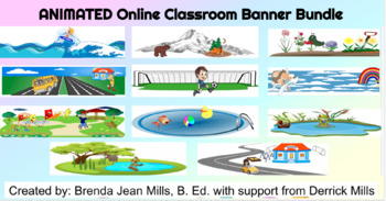 Preview of ANIMATED SPRING Online Classroom Banner Bundle