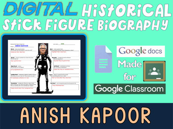 Preview of ANISH KAPOOR Digital Historical Stick Figure Biography (MINI BIOS)