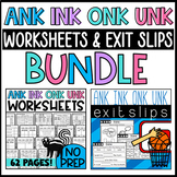 ANK INK ONK and UNK Words BUNDLE: Worksheets and Exit Slip