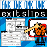 ANK INK ONK and UNK Words Exit Slips Exit Tickets Assessme