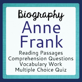 Preview of ANNE FRANK Biography Historical Background Texts Activities Gr. 6-8 PRINT, EASEL