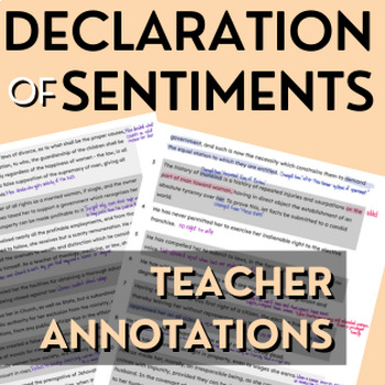 Preview of ANNOTATED Declaration of Sentiments Teacher Copy - Notes and Analysis