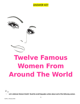 Preview of ANSWER KEY to 12 Famous Women from Around the World