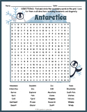 ANTARCTICA Word Search Puzzle Worksheet Activity