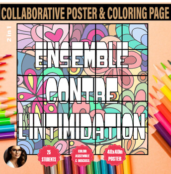 Preview of ANTI BULLYING Bulletin Board POSTER Coloring Pages contre l'intimidation FRENCH