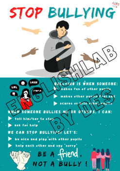 ANTI-BULLYING/ STOP BULLYING WRITING ACTIVITY & POSTER by EnglishLab by Des