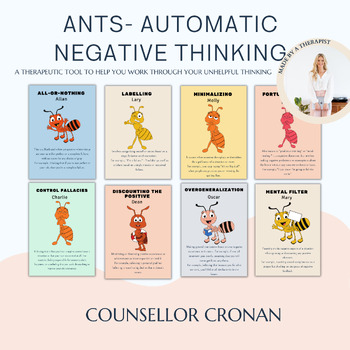 Preview of ANTS - Automatic negative thinking. Thinking errors, CBT, Anxiety, regulation