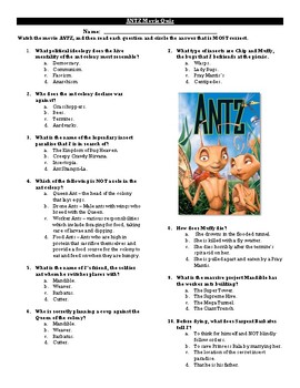 Preview of ANTZ Movie Quiz