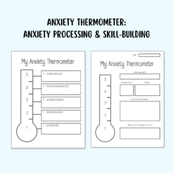 Preview of ANXIETY THERMOMETER | SEL Intervention | 2-page PDF Activty | coping skills