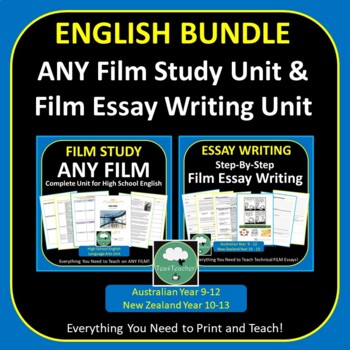 Preview of ANY FILM STUDY and FILM ESSAY WRITING complete units ELA ENGLISH BUNDLE