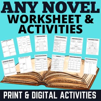 Preview of ANY NOVEL Graphic Organizers and Activities | Digital & Print | Google Classroom
