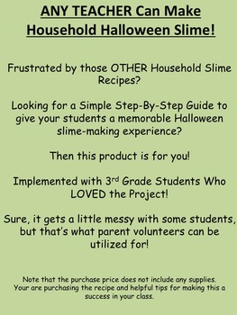 Preview of ANY TEACHER Can Make the Best Halloween Slime with This Science Recipe!