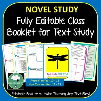 Preview of ANY TEXT Editable Booklet Suits Any Secondary Novel or Short Text Study