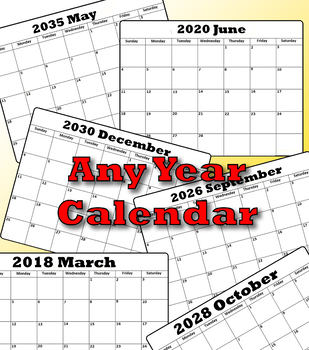 Preview of Make ANY Year Calendar (Editable in Excel)