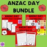 ANZAC DAY Word Search Acrostic Poems Editable Certificates