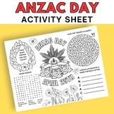 ANZAC Day Activity Sheet, Printable ANZAC Day Activities