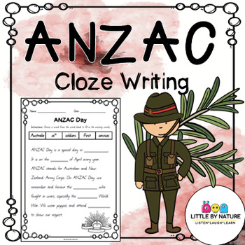Preview of ANZAC Day Cloze Writing Worksheets: Color & Black and White