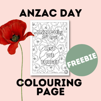 Preview of ANZAC Day Colouring Page Freebie Remembrance Activity