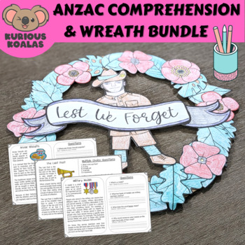 Preview of ANZAC Day Comprehension & Wreath Bundle