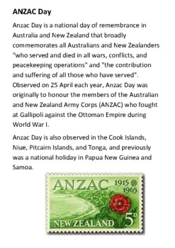 Preview of ANZAC Day Handout
