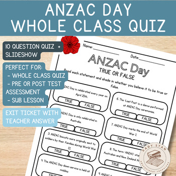 Preview of ANZAC Day | History | True or False Quiz | Grade 3-7 | Activity & Slideshow