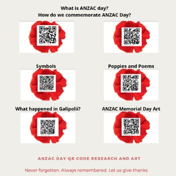 Preview of ANZAC Day QR Code Scavenger Hunt and Research Template
