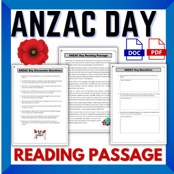 Preview of ANZAC Day Reading Passage and Discussion Questions