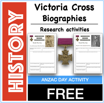 Preview of ANZAC Day Victoria Cross Recipients Biography research activity - FREE