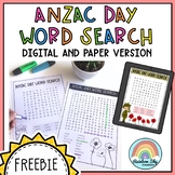 ANZAC Day Wordsearch - Free Download (Distance Learning)