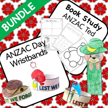 Preview of ANZAC Ted Book Study and ANZAC Wristbands Bundle