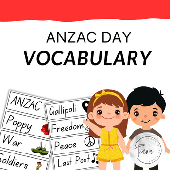 Preview of ANZAC day vocabulary pack for word wall or display