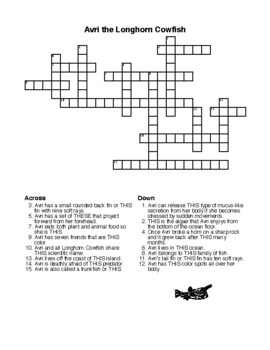 ANiTAiLS: Longhorn Cowfish Story Crossword Coloring Page and More