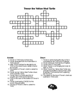 ANiTAiLS: Yellow Mud Turtle Story Crossword Coloring Page and More