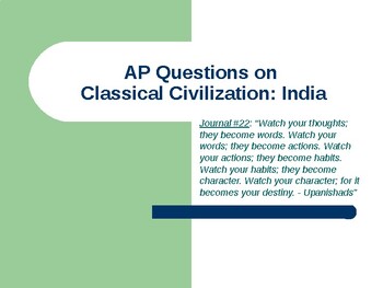Preview of AP AQuestions on Classical India