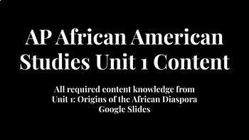 Preview of AP African American Studies: UNIT 1 Required Content Slides