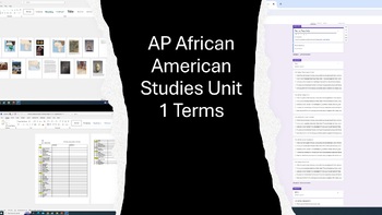 Preview of AP African American Studies Unit 1 Terms and Assessment