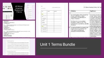 Preview of AP African American Studies Unit 1 Terms Bundle