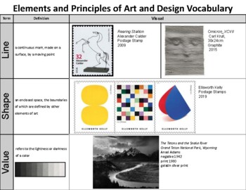 Preview of AP Art - Elements and Principles of Art & Design Vocabulary