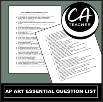 Preview of AP Art Essential/Guiding Questions List: Contains 66 Examples High School Art