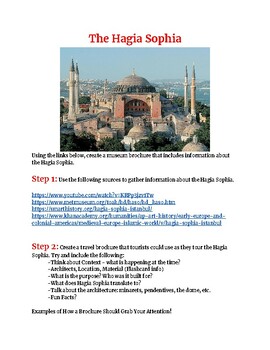 Preview of AP Art History: Hagia Sophia Travel Brochure Project