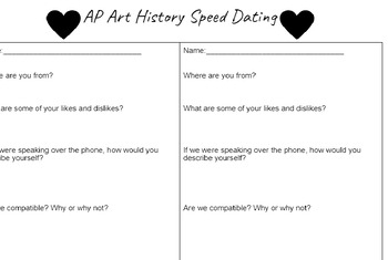 AP Art History Speed Dating Work Sheet by Danielle Gwin | TPT
