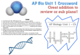 AP Bio Unit 1 (Chemistry of Life) Crossword - great for re