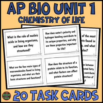 Preview of AP Bio Unit 1 Task Cards Chemistry of Life Review