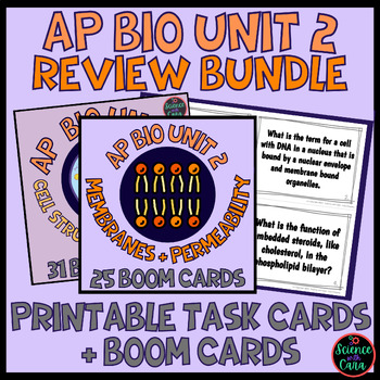 Preview of AP Bio Unit 2 Review Bundle Task Cards and Boom Cards