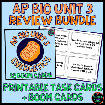 Preview of AP Bio Unit 3 Review Bundle Task Cards and Boom Cards